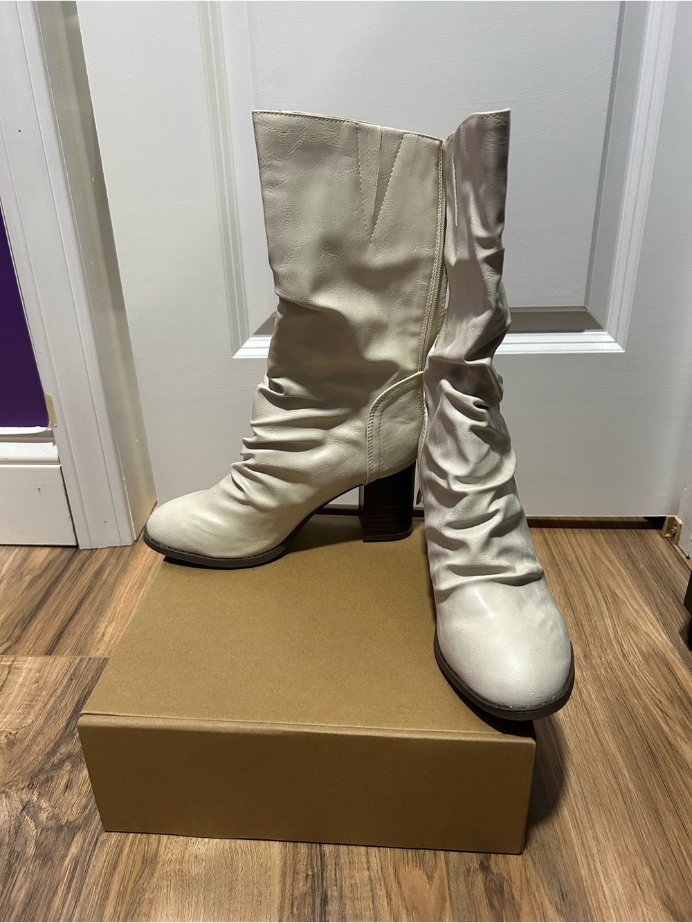 Journee Collection Stone Sequoia Slouch Mid-Calf Block Heel Boots